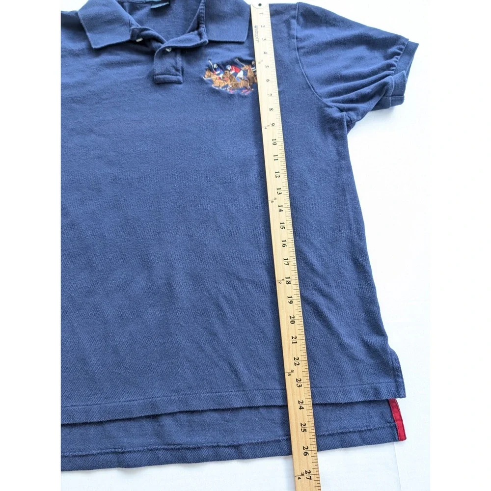 Ralph‎ Lauren Polo Mens XL Custom Fit Triple Pony Navy Blue Short Sleeve